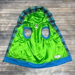 Burton Turquoise Blue Green Black Plaid Hooded Dry Ride Zip Up Collared Vest Photo 9