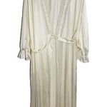 Vintage Lorraine Robe USA Bridal Tie Waist Scalloped Lace Elastic Ivory 2X NWT White Photo 0