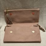 MODA LUXE Natural Colored Foldover Clutch with Chain Strap and Tassel Tan Photo 3