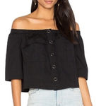 Free People  Women's Head Over Heels Off Shoulder Black Top Size‎ XS Photo 0