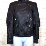 ZARA Moto Lamb Leather Jacket Women XS Black Cropped Multi Zipper Biker Rock VTG Photo 2