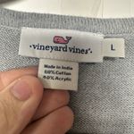 Vineyard Vines  Women’s Large Light Gray Ruffle Fringe Sleeve Knit Top Sweater Photo 4