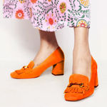 *RARE* Boden Ghillie Heeled Loafers Orange Size 8 Photo 0