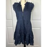 Veronica Beard NWT  Zee‎ Linen Dress Size 2 Navy Blue Marine Tiered Mini Resort Photo 1