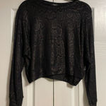 Terez  Women’s Snakeskin Print Black Cropped Sweatshirt Photo 0