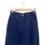 St. John  Sport Pants Size 4 Navy Blue Straight Leg Stretch Trousers Logo Button Photo 3