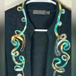 NWT Picadilly Fashions Open Cardigan 3/4 Sleeve Multicolor Appliqué Petite Small Black Size undefined Photo 5