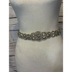Women's Rhinestone Bridal Sash Belt Silver/White One Size Silver Photo 0