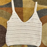 ZARA Crochet Bohemian Sweater V Neck Crop Tank Top Cream Women’s Size Medium Photo 0