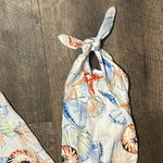 CHAPS  Denim Sea Shells &‎ Starfish 3/4 Sleeve Top Large Scrunch Neck Nautical Photo 3