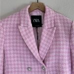 ZARA  Pink Tweed Houndstooth Cropped Blazer Jacket size Small $89 Photo 3