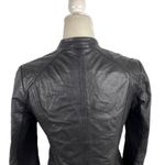 Lucky Brand  Black Soft Lamb Leather Moto Biker Asymmetrical Zip Jacket Size XS Photo 8