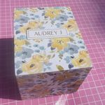 Audrey J gold tone ring set 2pc water blue diamond & white diamonds paved size 7 Photo 3