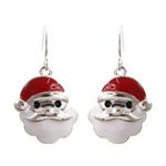 Handmade Santa Claus Earrings Chrismas Jewelry Dangle Hooks 1.25" L Shin… Photo 6