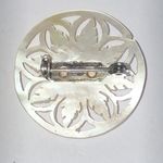 Vintage Mother of Pearl Carved Floral Brooch White Photo 3