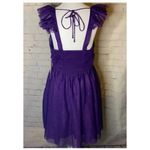 Anthropologie  Maeve Ruffled Tulle Mini Dress deep Purple L Photo 1