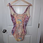 Sundance  Paisley Print Two Tone One Piece Swimsuit Women's Medium Purple/Yellow Photo 1