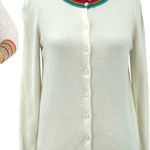 Boden Lytton Sparkle Cardigan‎ Sweater Ivory Rainbow Style US 4 White Photo 0