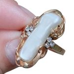 Vintage .585 14K Solid Yellow Gold Baroque Pearl & Diamond Estate Ring Sz 8.5 Photo 0