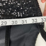 Mac Duggal Ieena for  Black Sequin Dress Deep V Neck Sleeveless Party Cocktail Photo 6