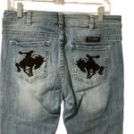 Cowgirl Tuff Blue Jeans with Black Buck Off Embroidery Pockets Wild & Wooly Size undefined Photo 2
