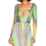 NWT AFRM Kona Mesh Rainbow Square Neck Top Size S Blue Photo 7