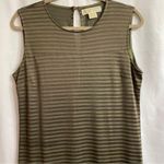 Michael Kors  10 Women’s Olive Striped Sleeveless Mini Dress Cocktail Party Lined Photo 1