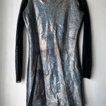 Vintage 00s Y2K Glitzy Clobber Rainbow Chrome Mini Bodycon Dress M Silver Size M Photo 0