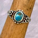 Sterling Silver Vintage Style Turquoise Flower Ring - Sz 7.5 Photo 0