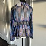 None 382•Sheer•Peacock Feather print•Blouse•Size‎ Large•NWT Photo 2