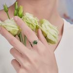 18K White Gold Plated Adjustable Birthstone Crystal Green Peridot Ring for Women Silver Photo 1