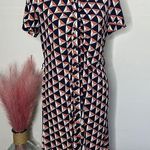 MSK • geometric abstract print shirt dress Blue Size L Photo 0