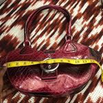 Vintage Y2K Italian Croc Leather Whimsygoth Red Black Ombre Hobo Shoulder Hand Bag Purse Buckle Silver Tone Measurement in pics Photo 4