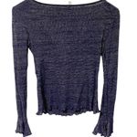 Free People Intimately Small Blue Sparkle Shimmer Bell Sleeve Knot Front V Neck Photo 4