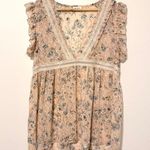 POL  Floral Babydoll Boho Blouse Size Small Top V Neck Pink Spring Lace Dainty Photo 0