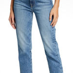 7 For All Mankind High Waist Cropped Straight Leg Raw Hem Jeans Size 32 Photo 0