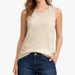 Athleta  Shiva Shimmer Linen Tank Top Oatmeal Heather Size Small Photo 0