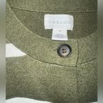 Caslon  Olive and White Striped Cardigan size Small Photo 4