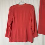 Talbots  | 100% Silk Watermelon Coral Skirt Suit Button Front Vintage 8 Photo 4