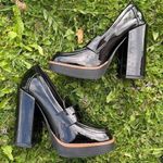 Rouge Helium Women's Size 7 Chunky Heels Black Patent Leather Slip On Shoes Photo 0