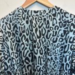 Rebecca Minkoff  Aston Puff-Sleeve Tiered Blouson Mini Dress Blue Leopard Large Photo 8