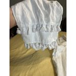 Cynthia Rowley Womens Linen Tassel Hem Pants White Pull On Beach Crop Size Large Photo 3