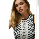 Karen Millen Black White Rhinestone Jacquard Peplum Top S Sleeveless Blouse Photo 2