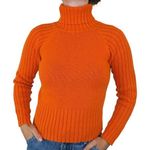 No Boundaries Vintage 90s  Orange Chunky Knit Turtleneck Sweater Photo 0