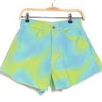 We Wore What SALE!  High Waist Denim Flare Bell Shorts Bright Tie-Dye Shorts NWT 26 Photo 1