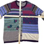 Coldwater Creek Women's XL Multicolor Patchwork Boho Cardigan Sweater Photo 2
