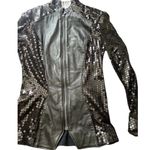 Vintage Firenze Santa Barbara Black Leather Jacket Sz Small MultiColor Moto Photo 2