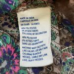 American Eagle Sheer Long Elastic Sleeve Cream Gold Blue Green Top S Photo 7