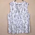 Old Navy  Tall Women’s Linen Blend Floral Print Split Neck Button-Up Tank Blouse Photo 0