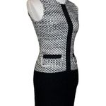 St. John  Women’s Dress Shift Pencil Tweed Button Front Pocket Black White Size 2 Photo 1